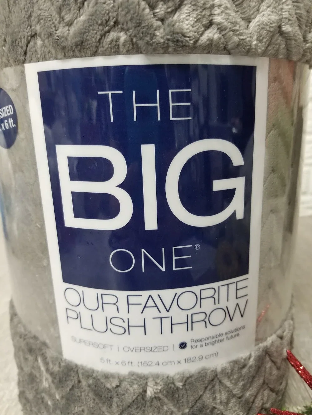 The Big One Gray Plush Throw
